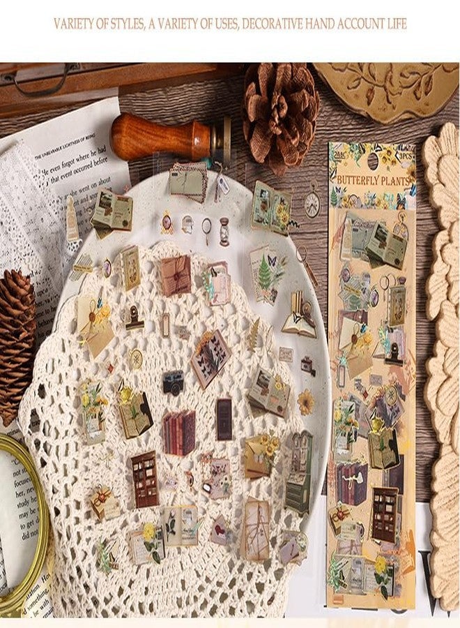 SAMVARDHAN 12 Sheets Vintage Aesthetic Stickers PET Waterproof Scrapbooking Retro Transparent DIY Crafts Stickers for Journals Diaries Laptops and Decorative Crafts, Pack of 4 (Retro Themes) - Image 3